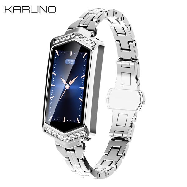 

karuno b78 smart watch women's watches fitness bracelet heart ratetracker monitor pedometer blood pressure oxygen smartwatch, Slivery;brown