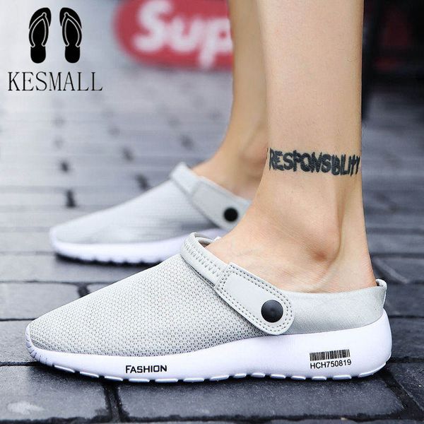 

kesmall sandals men sports clog shoes for men quick drying summer beach slipper flat breathable outdoor gardening soft slippers t200420, Black
