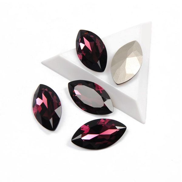 

nail art decorations yanruo 4227 k9 glitter glass rhinestones navette shape amethyst color rhinestone 3d jewelry making beads diy gems, Silver;gold