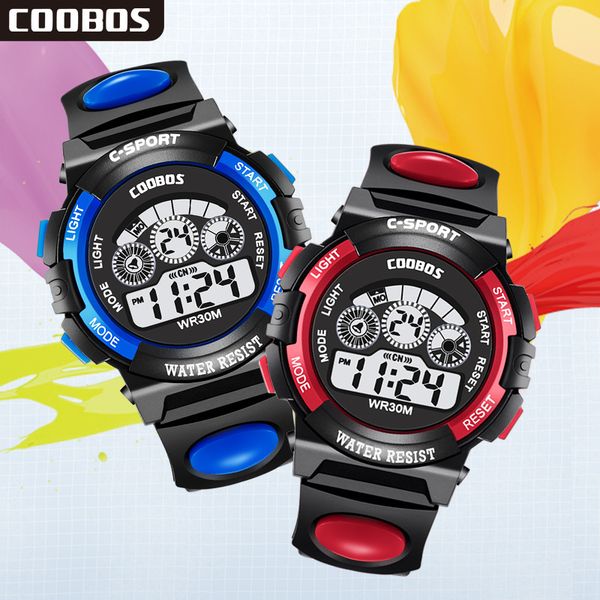 

cay fashion children watches waterproof week date students boy girl sports watch electronic kids watch clock, Blue