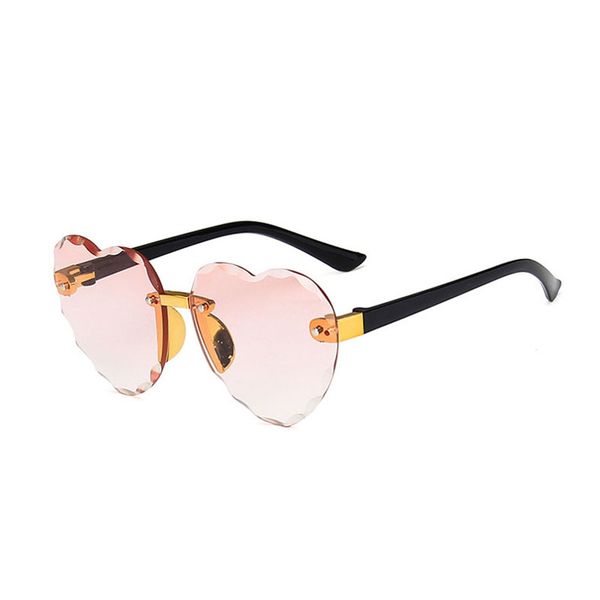 

child cute heart rimless frame sunglasses children kids gray pink red lens fashion boys girls uv400 protection eyewear, White;black