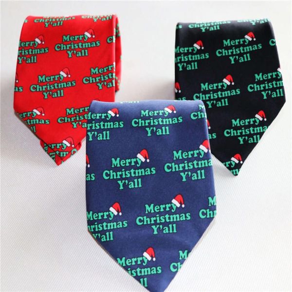 2018 adult merry christmas letters santa claus hat printed necktie faux silk jacquard weave tie business festival party decoration from yanzhoucheng business christmas letters