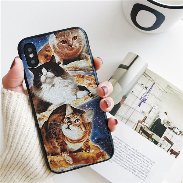 

fundas pizza cat cover for iphone 11 pro xs max xr case for iphone 8 7 6s plus 5s se 5 case soft silicone cover.