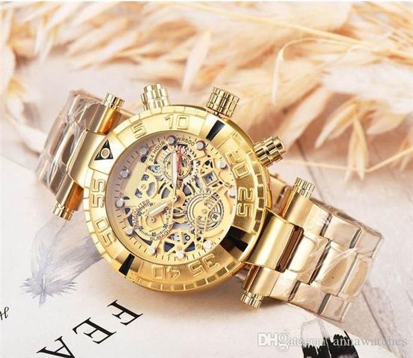 

fashion luxury designer watches hollowed quartz wristwatch mens large dial stainless steel casual men clock watches wholesale, Slivery;brown