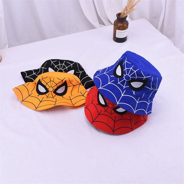 

4 colors kids spider-man bucket hats cartoon fisherman caps outdoor beach hat boy girl kids bucket hat dhl jy515, Yellow