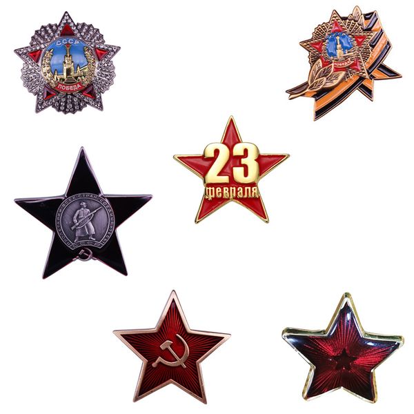 

soviet red star enamel pin russian cccp brooch army jewelry hat scarf clothing decor, Gray