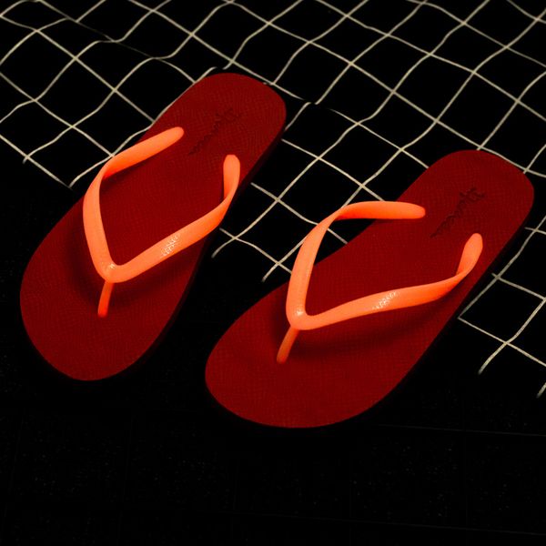 

summer women beach slippers designer luminated beach flip flops flat fluorescence solid sandals non-slip outdoor shoes plus size:35-42 q-258, Black