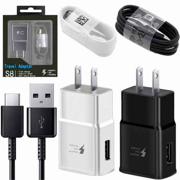 

ac home travel wall charger power adpater fast adaptive wall plug 1.2m 4ft type c cable for samsung s6 s8 s9 s10 note 10 htc lg