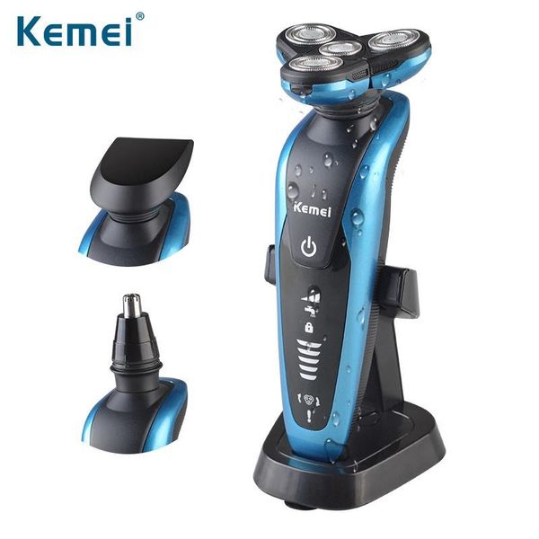 

men electric shaver rechargeable electric shaving machine razor for cleaning beard wet and dry washable four-blade km-58892