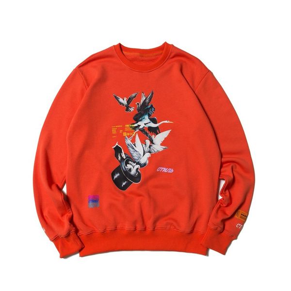 

brand heron preston magic hat pigeon print women o necksweatshirt loose terry long hair tshirt autumn casual men streetwear new, Black