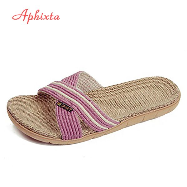

aphixta autumn indoor slipper linen home shoes women men lovers flat shoes sweat-absorbent breathable soft floor slipper, Black