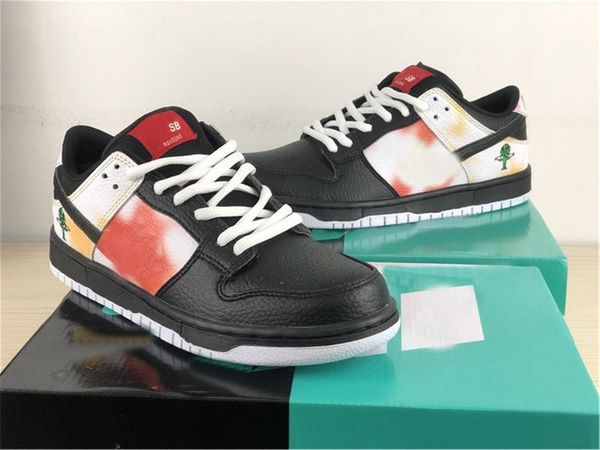 

authentic sb dunk low raygun tie-dye black white orange flash running shoes man women 281nike bq6832-001 bq6832-101 sneakers with box