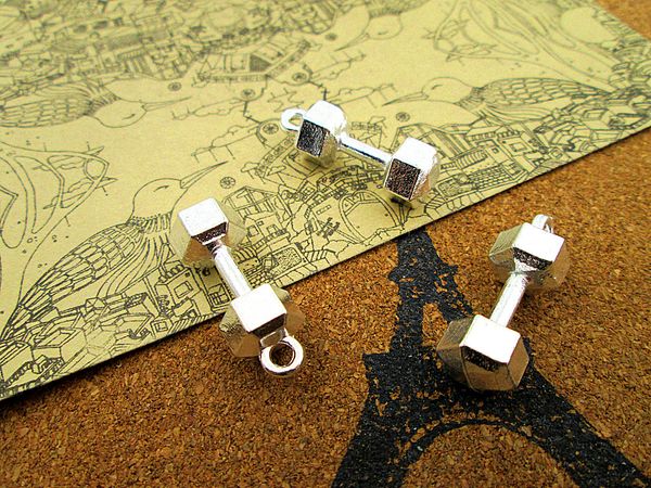 

9pcs--27*12mm silver plated barbells heavy barbells charm pendants, Bronze;silver