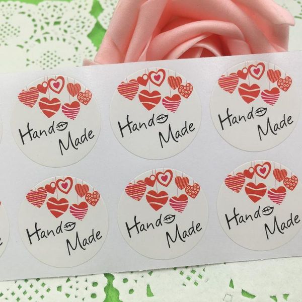 

100pcs/lot 3.5*3.5cm round hand made stickers label sticker diy handmade gift cake /handmade product/wedding decorate