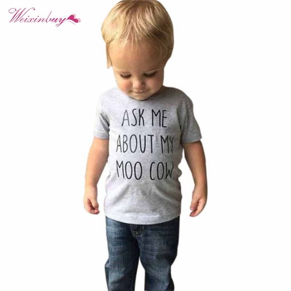 

weixinbuy baby boys t-shirt novelty ask me about my moo cow letter kid boy short sleeves toddler t-shirt tees clothes, Blue
