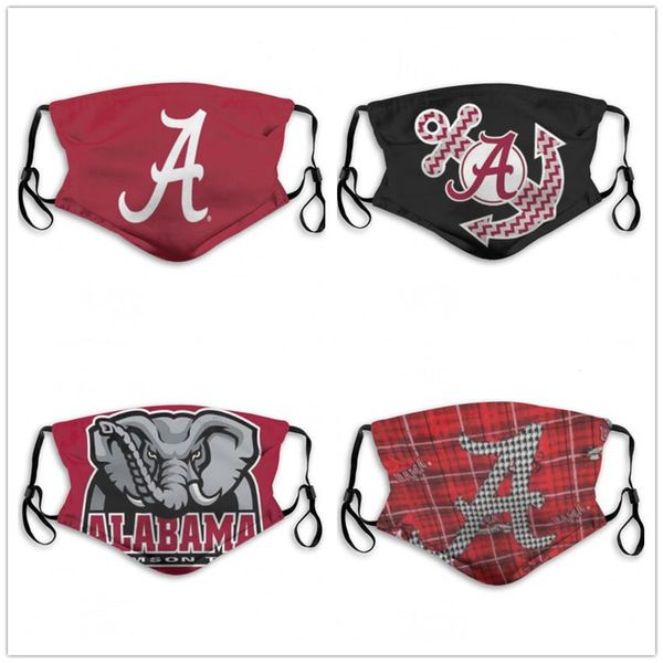 

ncaa alabama crimson tide cycling washable adjustable reusable mask party safe outdoor sports dust proof breathable masks tools printing