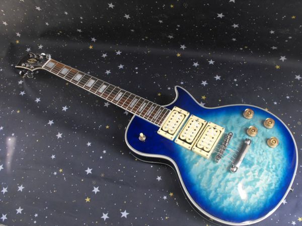 

high-end one-piece set neck g l p custom mahogany body blue electric guitar ing