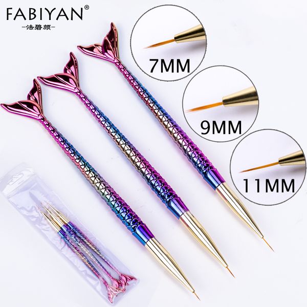 

nail art brush liner line stripe fish tail gradient pen design tip painting drawing manicure acrylic uv gel polish tool 7/9/11mm, Yellow