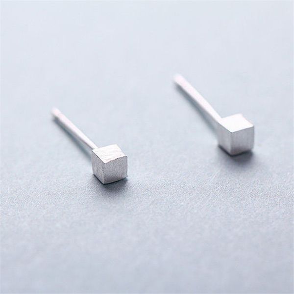 

100% 925 sterling silver small square stud earrings for women party gift jewelry pendientes boucle d oreille eh937, Golden;silver