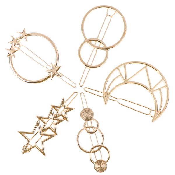 

1pc fashion baby hair accessories triangle hair clip pin metal geometric alloy hairband moon circle hairgrip barrette girl, Slivery;white