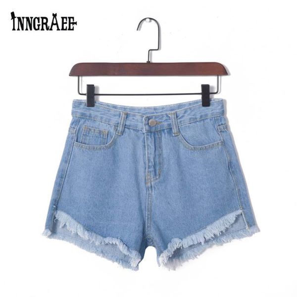 

inngraee 2020 new summer shorts high waist denim vintage black jeans shorts women slim button feminino ns8437, White;black