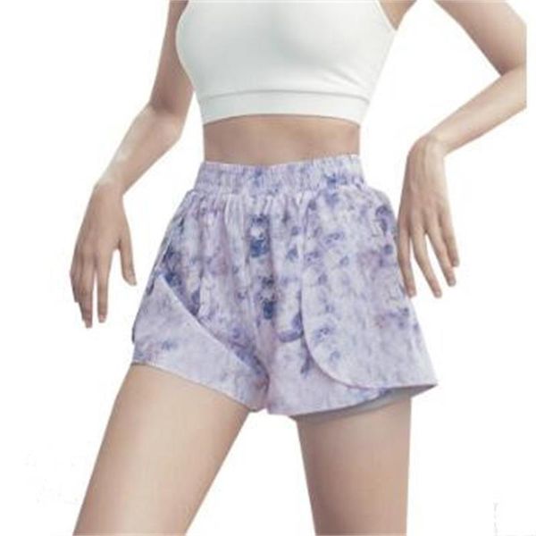 

summer fake two piece yoga quick dry running women shorts fashion printed fitness gym running femme short pants, White;red