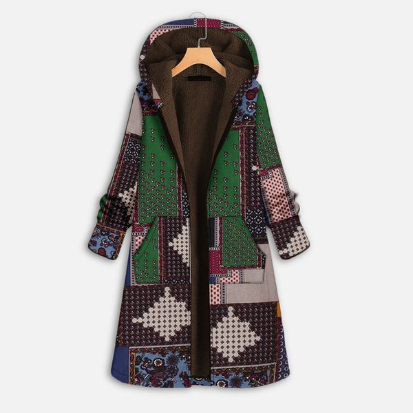 

new cotton long parka women's autumn winter printted velvet jacket hooded coat warm female outwear parkas plus size m-5xl, Black