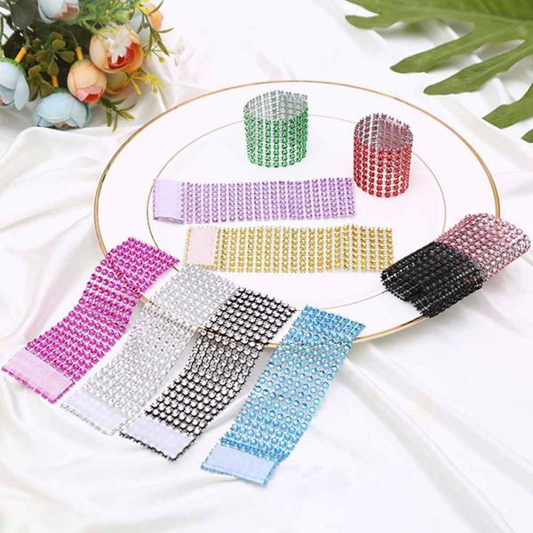 

10pcs wedding decorations bling diamond mash napkin rings for mariage birthday party supplies table setting rhinestone 10 colors