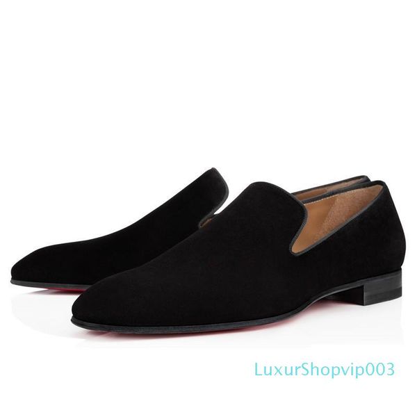 

original box] red bottom casual walking women men slip spikes loafers shoes wedding party gentlemen dress wedding, Black