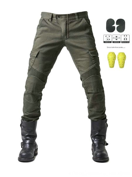 

cycling pants men's equipped with bicycle motorcycle motorcycle anti-fall knight equipment four seasons stretch denim army green racing, Black