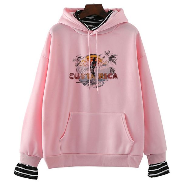 

волны коста-рика мужчины женская одежда готический уличная корейский harajuku графический пуловеры повседневные топы панк пуловер, Black