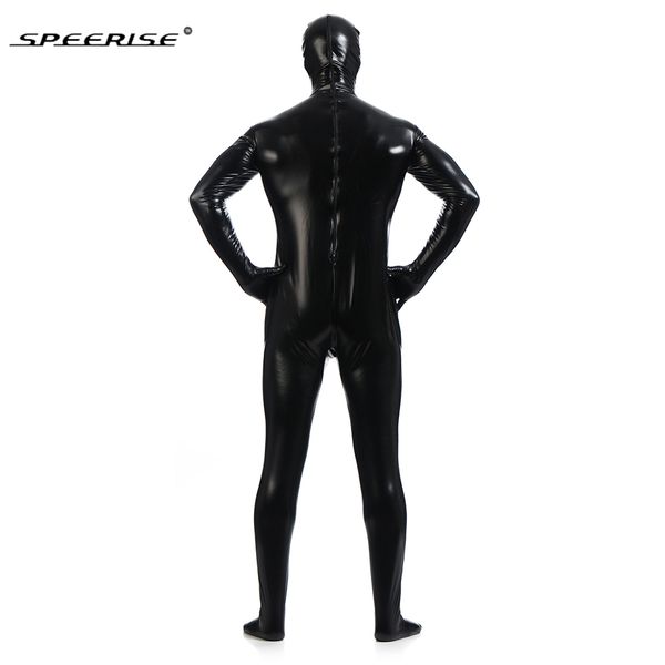 

full body black zentai shiny metallic catsuit lycra spandex zentai for women men full body halloween men cosplay costume, Black;red
