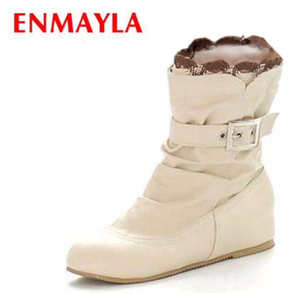 

enmayla sweet ruffles ladies ankle boots for women black pink white flats shoes woman buckle autumn short boots women shoes