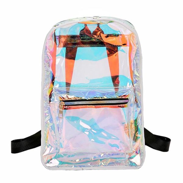 

Улица женщины ПВХ ясно Лазерная голограмма рюкзак летний рюкзак большой емкости