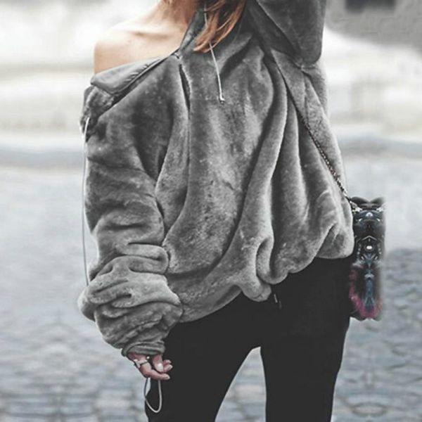 

womens harajuku hoodies sweatshirt hoody teddy flannel loose large size lantern sleeve zipper v-neck sweatshirt woman coat, Black