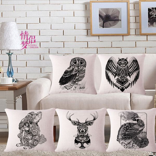 

originality hand animal totems cotton flax pillow back cushion loose coat