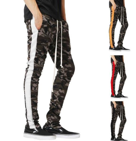 

мужские камуфляж спорт jogger брюки весна упругие талии полосатый карандаш спортивный повседневный карандаш штаны, Black