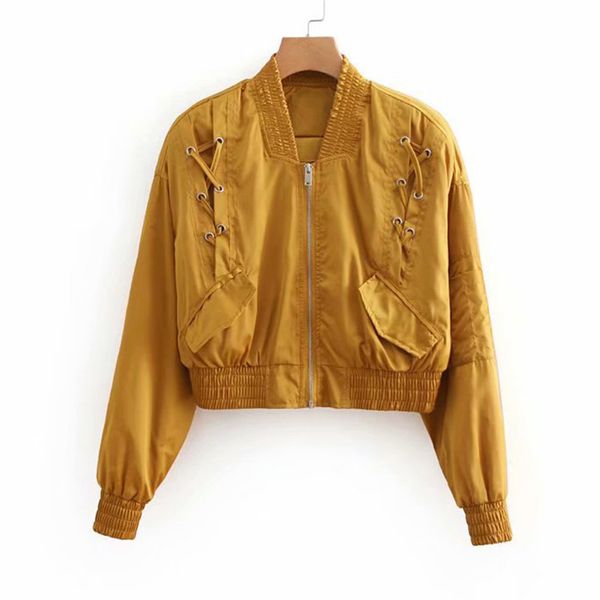 

2018 осень новый стиль европе и америке flight jacket short coat-стиль стенд воротник куртки сыпучие похудения короткие топы, Black;brown
