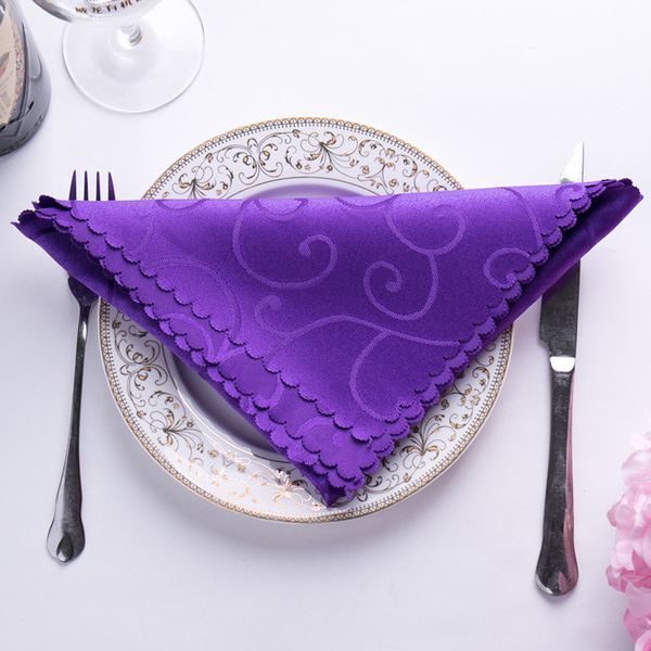 

6pc 46x46cm wedding table napkins embroidered flower cloth polyster wedding table decoration l napkin white purple