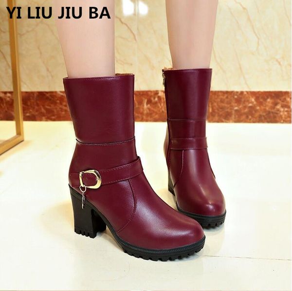 

women boots spring autumn high heels shoes female rivet zipper warm shoes short boots pu leather ankle women *192, Black