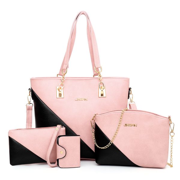 

2019 4 in 1 four in one quality new fashion messenger satchel bags shoulder chain plaid bags girl cross body bags lixiang/7