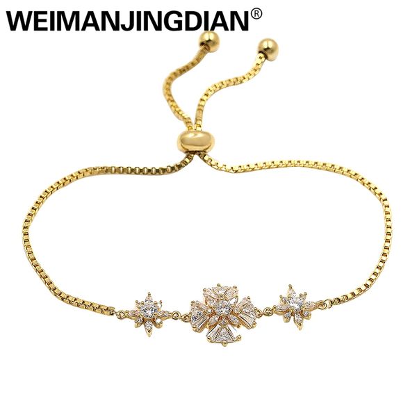 

weimanjingdian brand cubic zirconia cross flower zircon bracelets with adjustable slide lock for women, Black