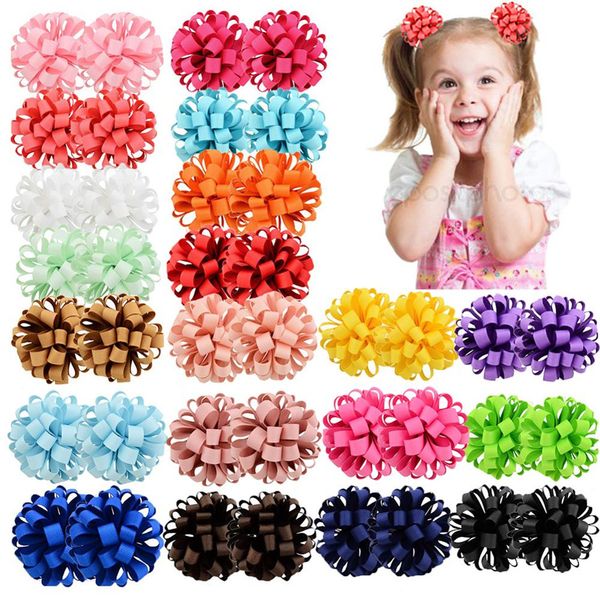 

20color new arrival korean style girls hair elastics rope big grosgrain ribbon flower elastic hair bands accessories