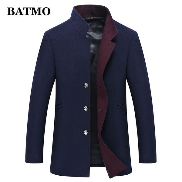 

batmo 2019 new arrival autumn wool casual trench coat men,men's wool jackets ,plus-size m-xxxl 3 colors 1641, Black