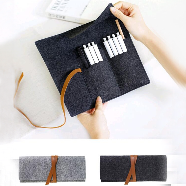 

portable roll school pencil case felt cloth pen bag for girls boys cute large capacity pencilcase box stationery escolar trousse