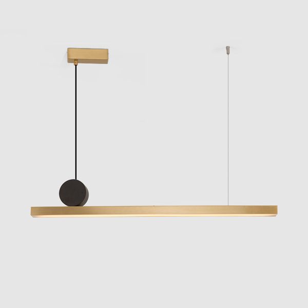 Modern Copper Strip Led Pendant Light Rectangle Brass Ceiling Lamp