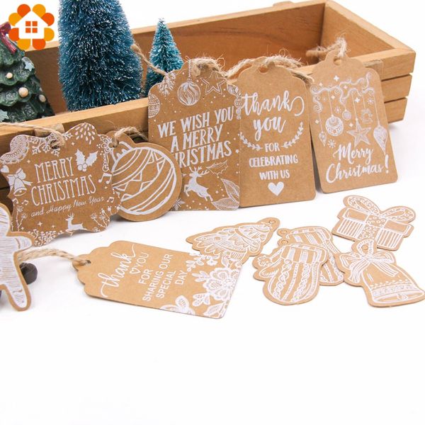 

multi style christmas series kraft paper tags diy crafts hang tag with rope christmas party labels gift wrapping supplies
