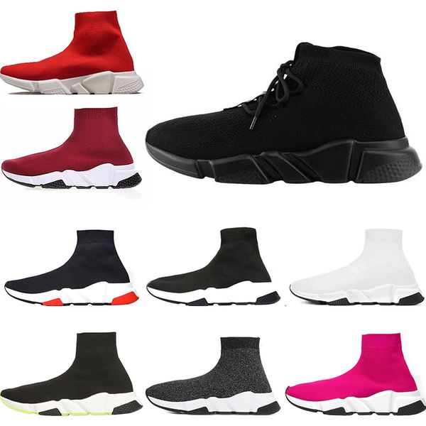 

2020 r socks shoes platform trainer tiple black lace white grey red rose pink green for woman man size 36-45