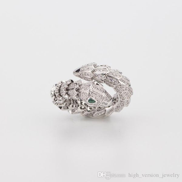 

women animal ring rose gold woman diamond emerald snake rings charms wedding engagement jewelry, Silver