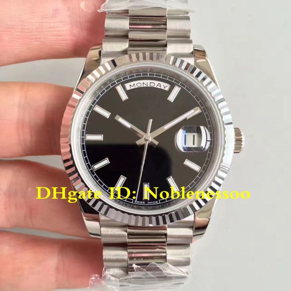 

7 style cal.3255 automatic movement watches ew factory men black dial full steel day & time date 228239 day-date president watch, Slivery;brown